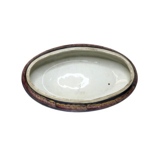 Vintage Decorative Oval Porcelain Box With Hand-Painted Macau Bird Design Gold D - Picture 2 of 14